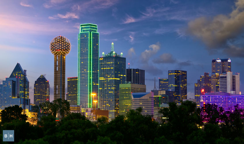 Dallas skyline at night